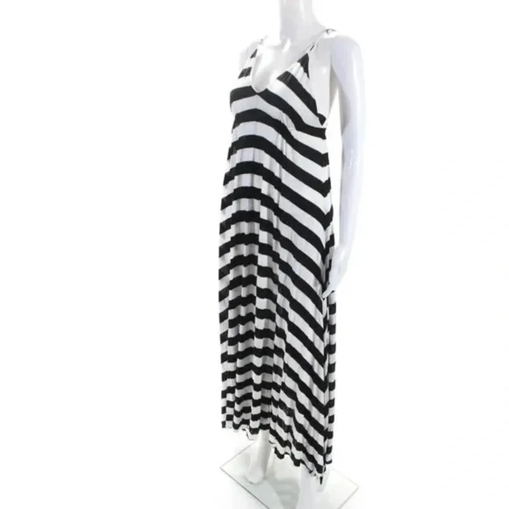 RARE A.L.C. Womens Striped Chevron Maxi Dress White Black Size Extra Small 2011 - Picture 6 of 13